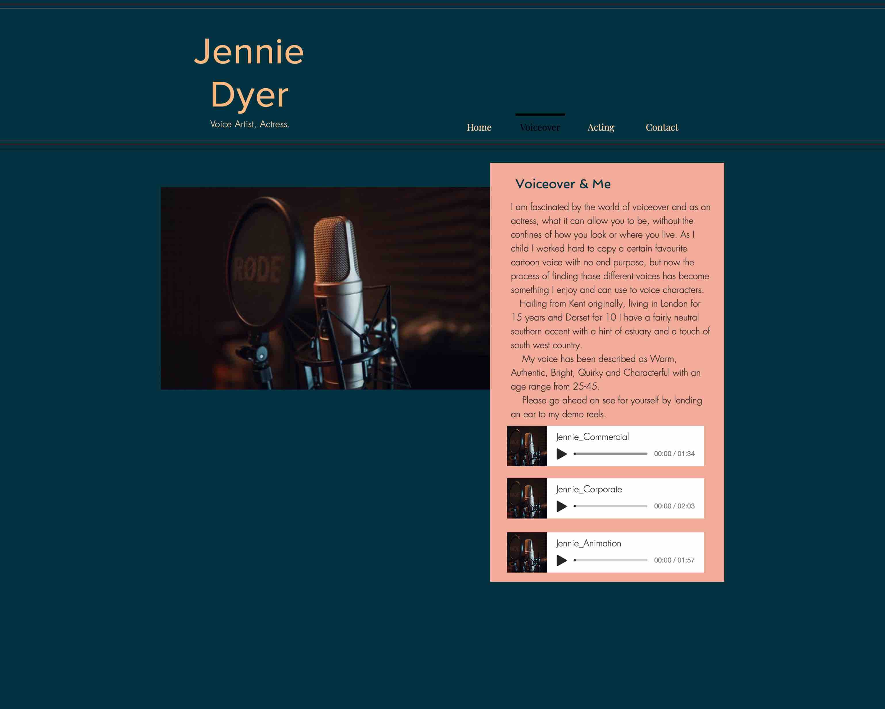 Jennie’s voiceover sub-page