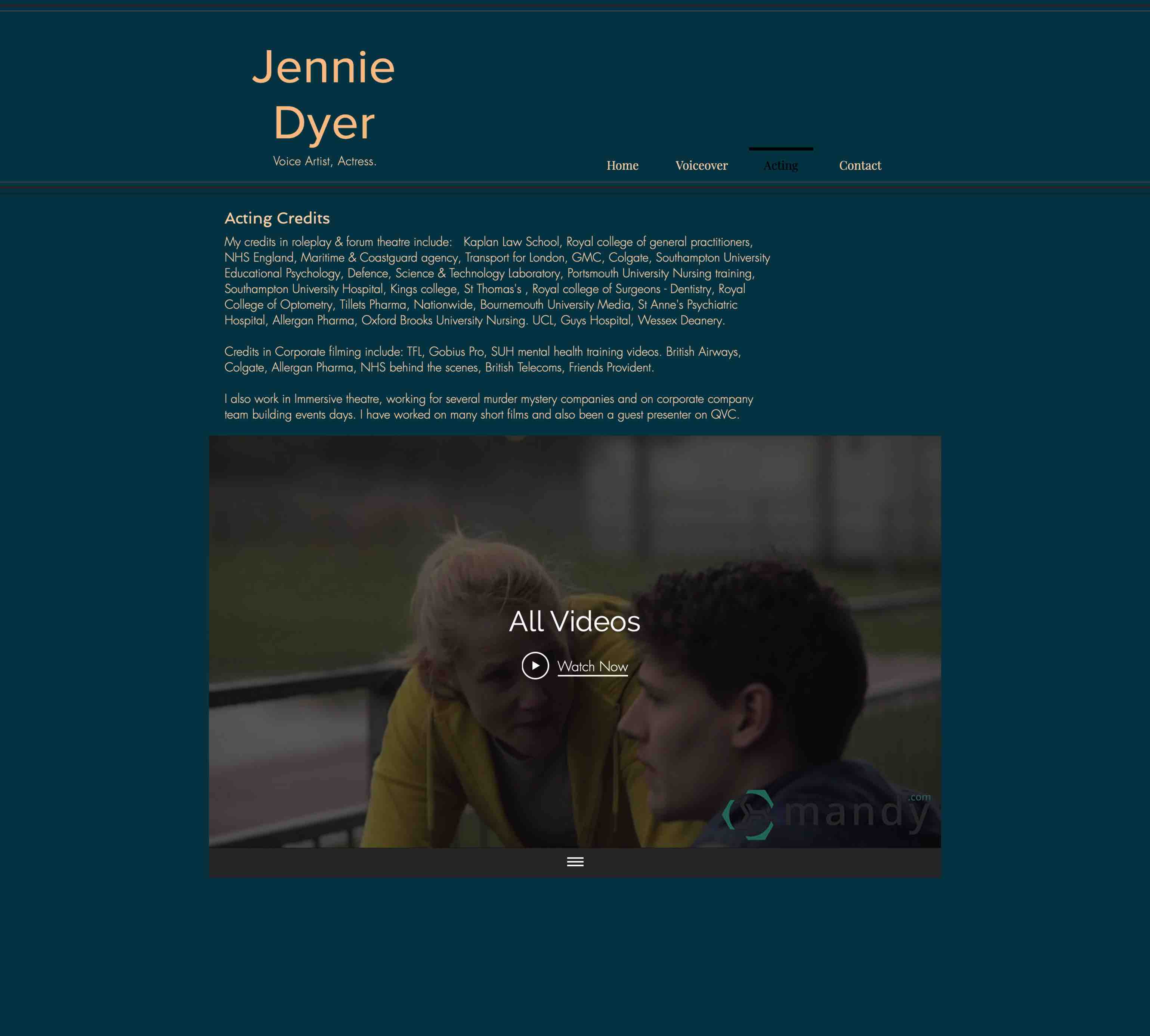 Jennie’s acting sub-page